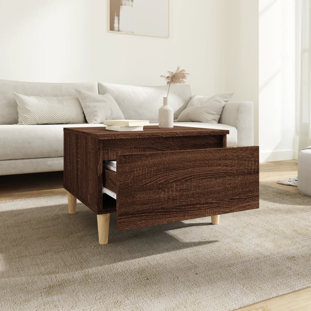 Side Table Brown Oak 50x46x35 cm Engineered Wood